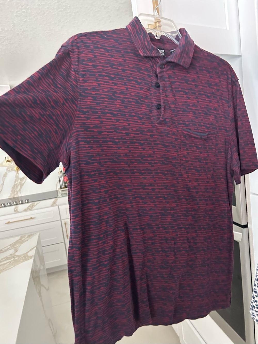 Murano Orange Black Geometric Short-Sleeve Polo - Picture 3 of 5